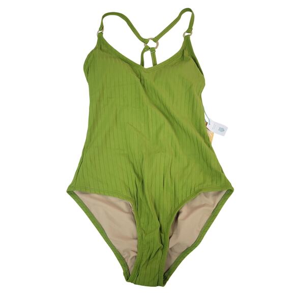 Kona Sol Other - Kona Sol Wide Ribbed Ring Medium Coverage One Piece Swimsuit Green L 12-14